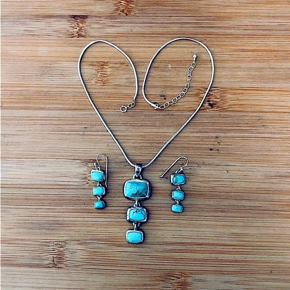 $96 Estate Pendant, Earrings & Chain Marked BARSE Copyright 925 - Picture 6 of 8